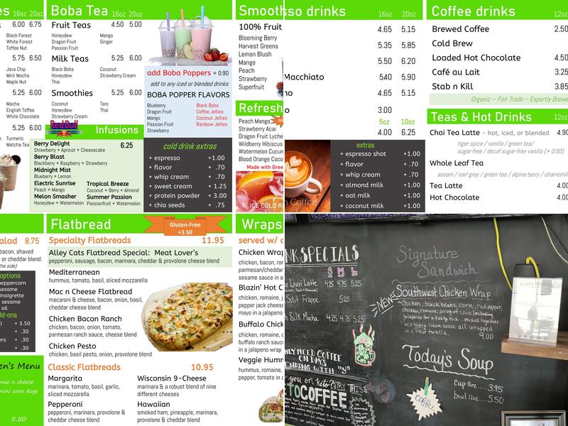 Alley Cats Coffee Menu