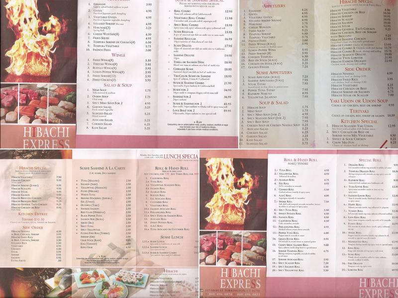 HIBACHI EXPRESS INC Menu