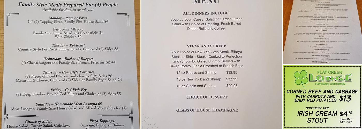 Flat Creek Restaurant & Saloon Menu