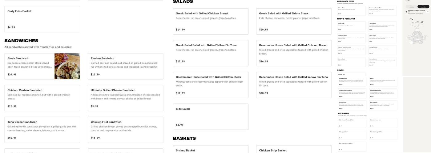 Beechmoor Restaurant Menu
