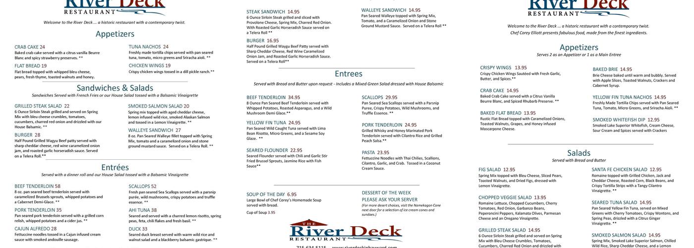 River Deck Menu