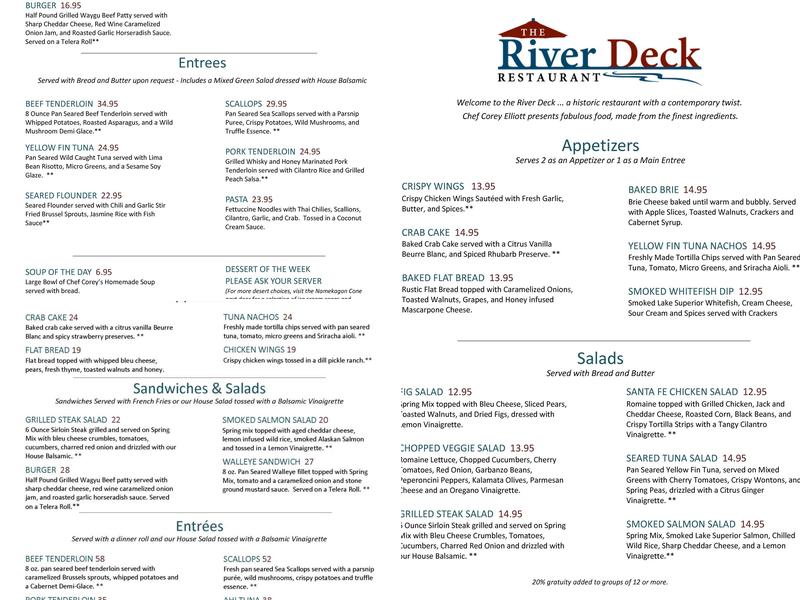 River Deck Menu