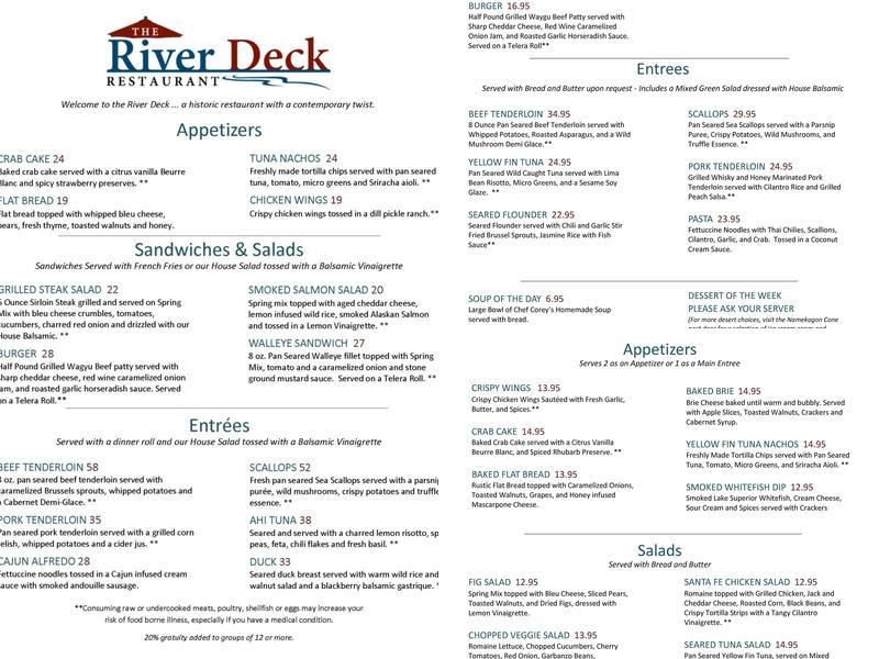 River Deck Menu