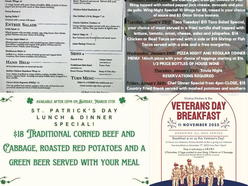 Stratus Kitchen & Bar Menu