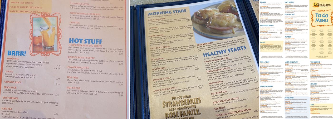 J. Christopher's Woodstock Menu
