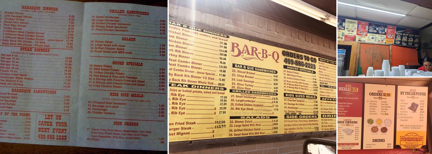 Pinehurst BBQ Menu