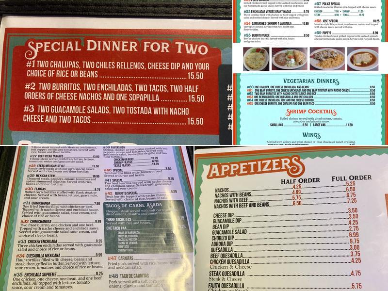 Aurora Mexican Restaurant Menu