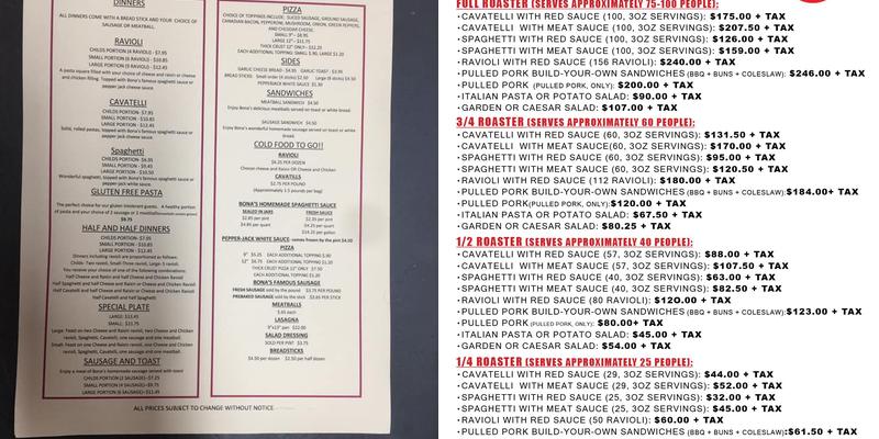 Bona Casa Menu