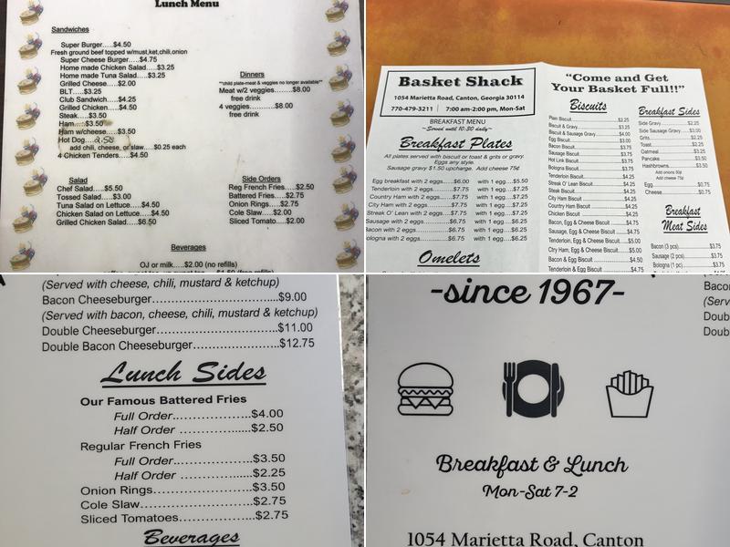 Basket Shack Menu