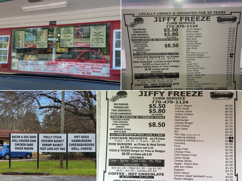Jiffy Freeze Menu