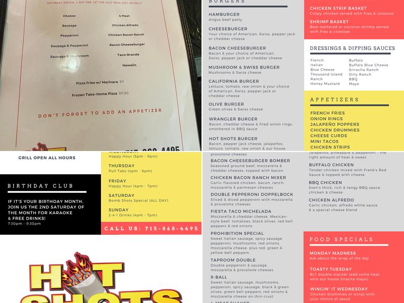 Hot Shots Menu