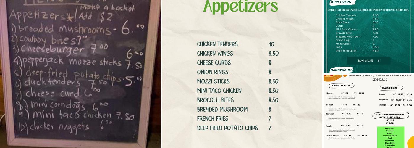 Glory B's Irish Pub Menu