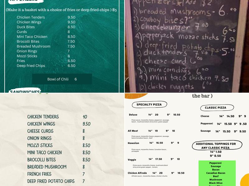 Glory B's Irish Pub Menu