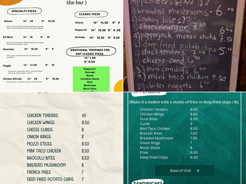 Glory B's Irish Pub Menu