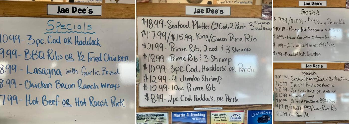Jaedee's Menu