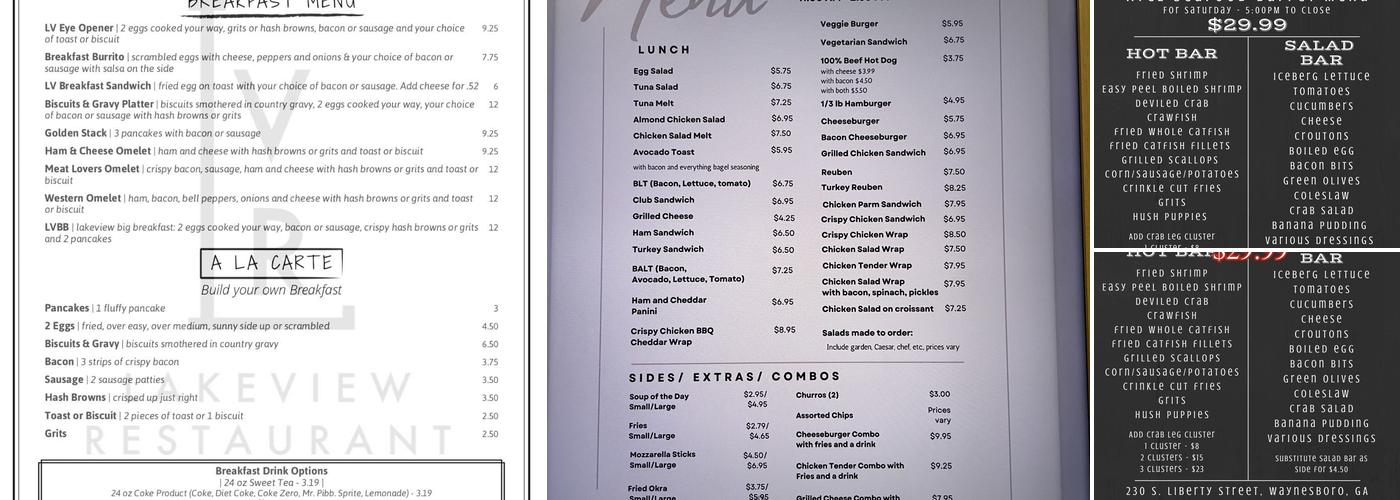 Lakeview Cafe Menu