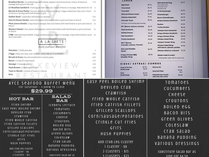 Lakeview Cafe Menu