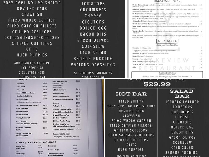 Lakeview Cafe Menu