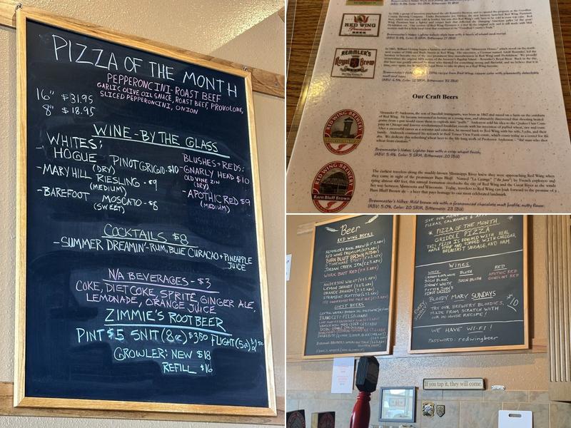 Red Wing Brewery Menu