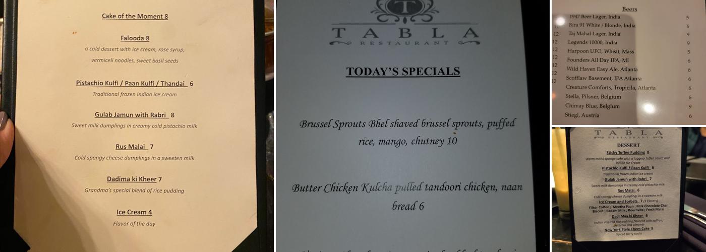 Tabla Menu