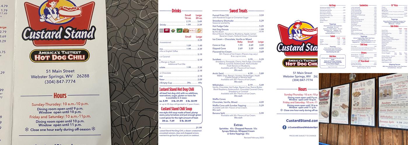 The Custard Stand Webster Springs Menu