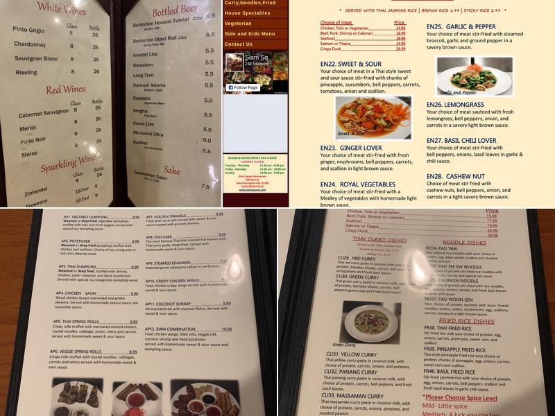 Siam Square Menu