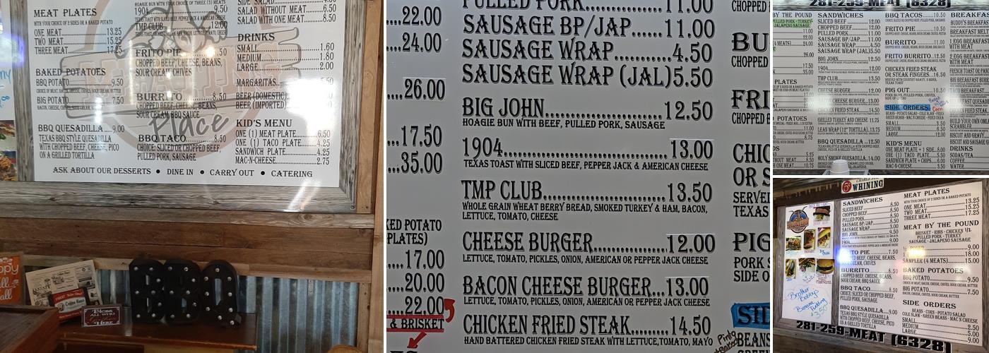 The Meating Place BBQ Menu