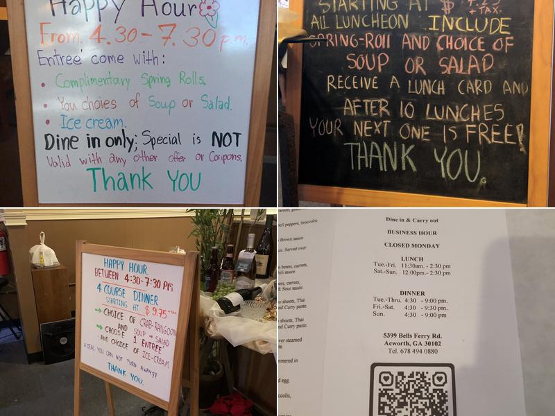 Thai Ginger Menu