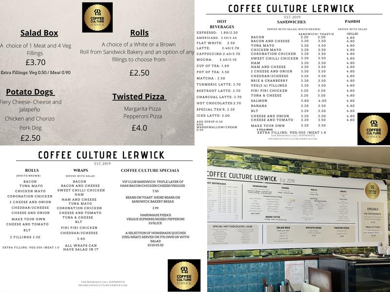Coffee Culture Lerwick Menu