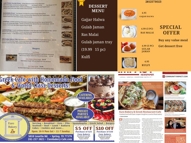 Euro Bakery & Restaurant Menu