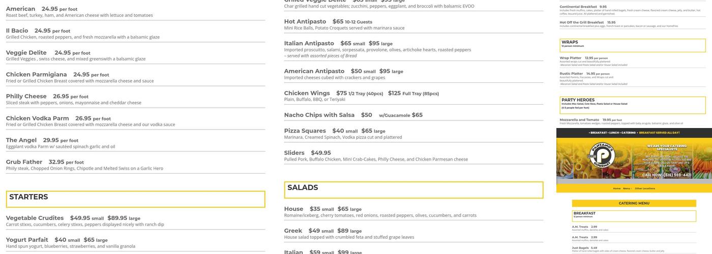 Pantano's Gourmet Hewlett Menu