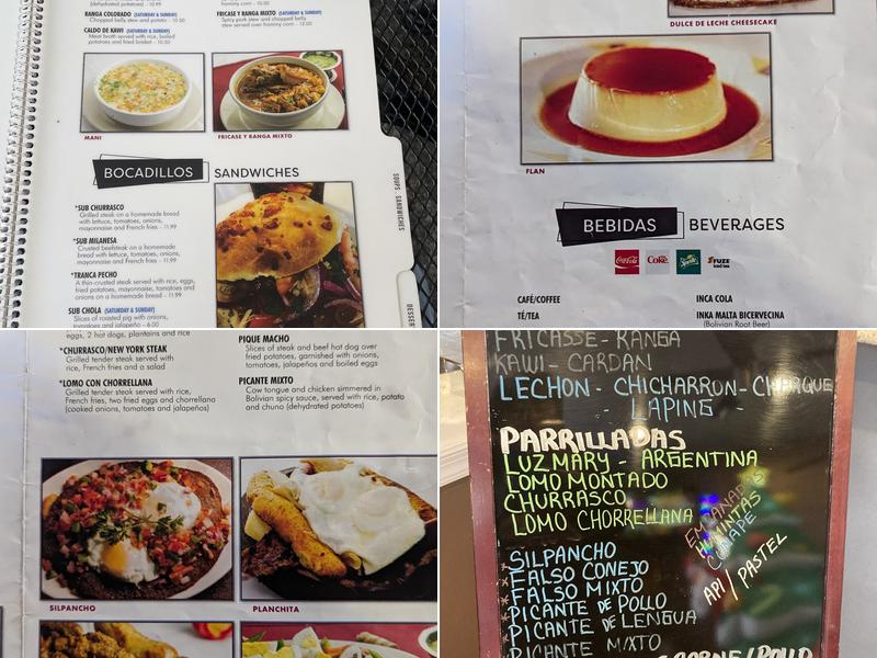 Luzmary's Bolivian Restaurant Menu