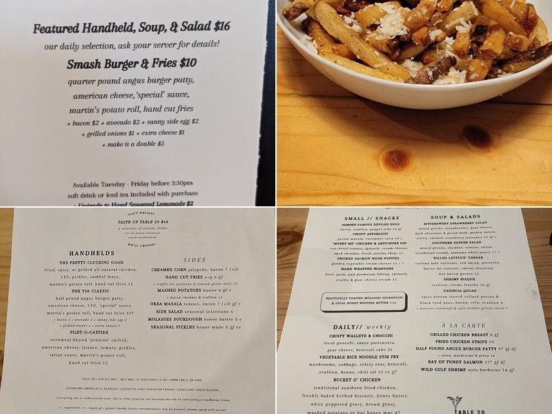 Table 20 Menu