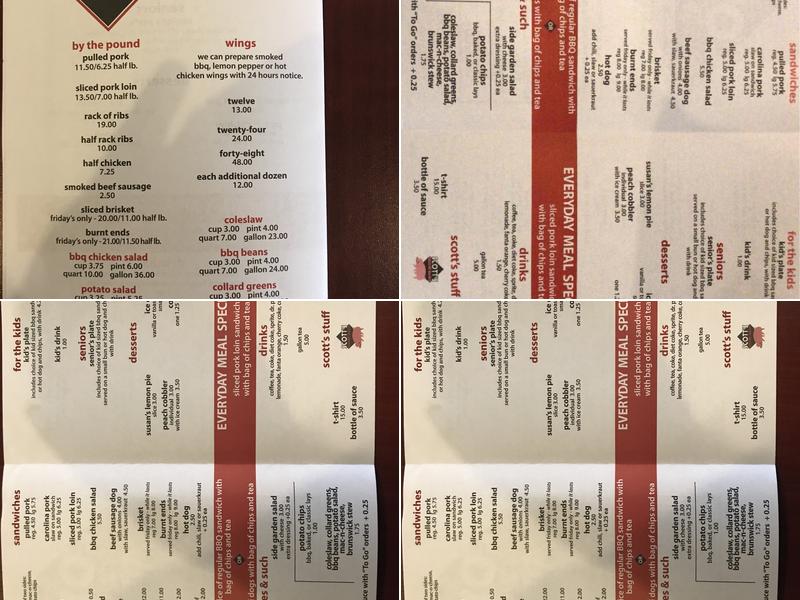Scott's Walk-Up Bar-B-Q Menu