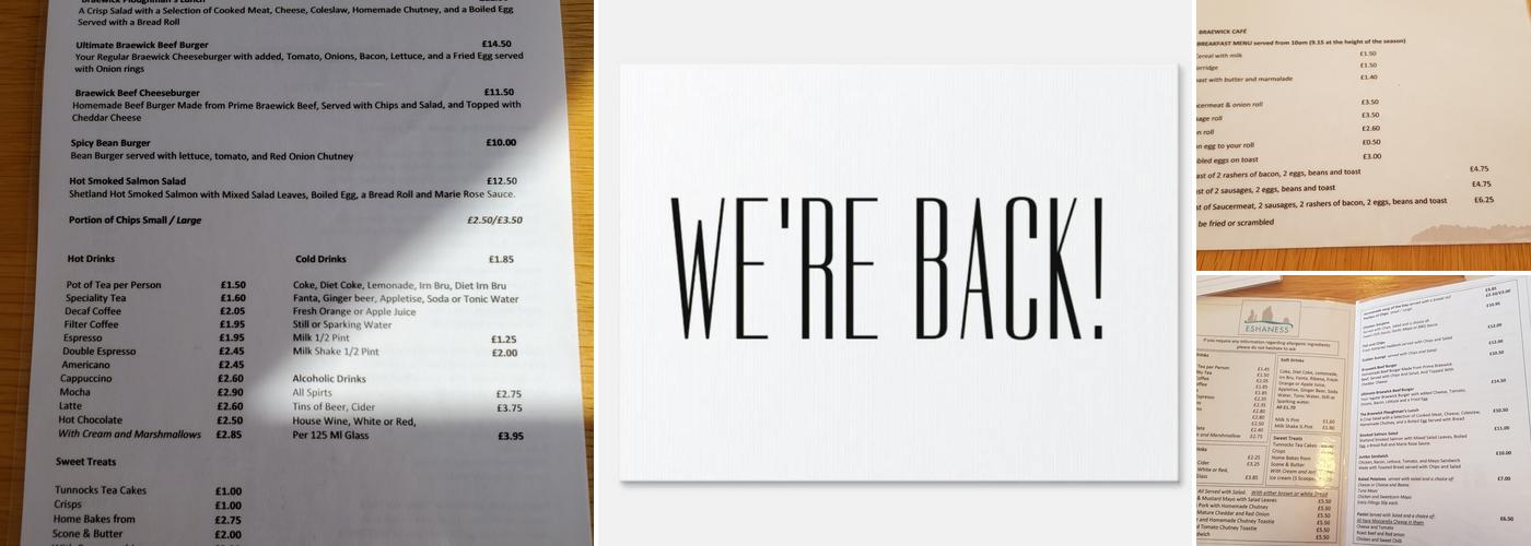 Braewick Café and Caravan Park Menu