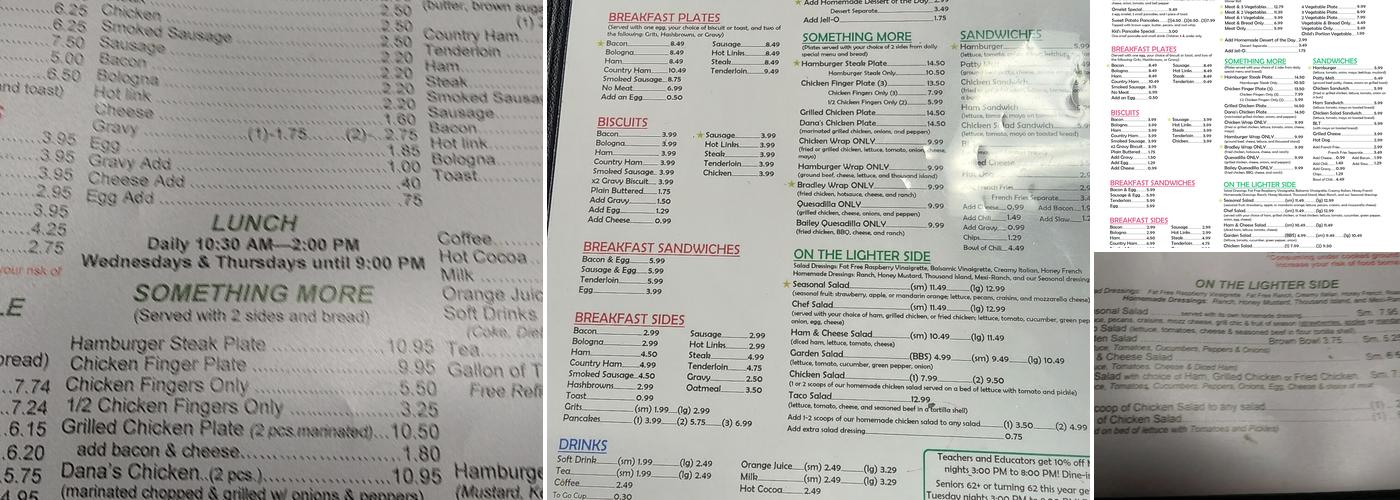 Cody J's Menu