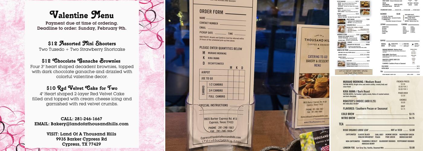 Land of a Thousand Hills Coffee & Bakery Menu