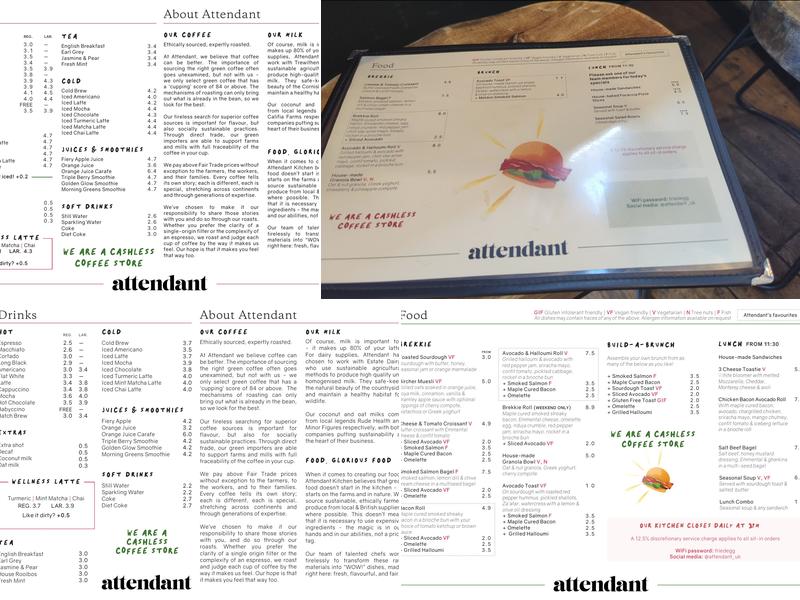 Attendant Coffee Roasters Menu