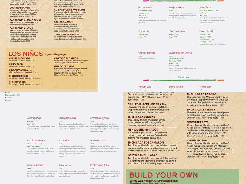 Alicia's Mexican Grille Menu