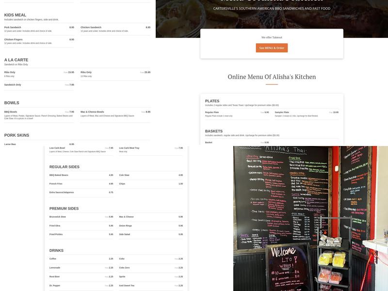 Alisha's Kitchen BBQ and Thai Menu