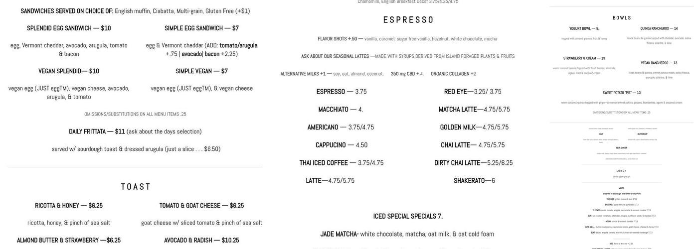 Persephone's Kitchen Menu