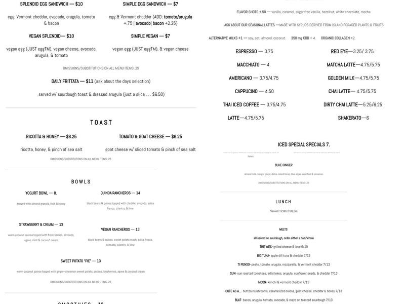 Persephone's Kitchen Menu