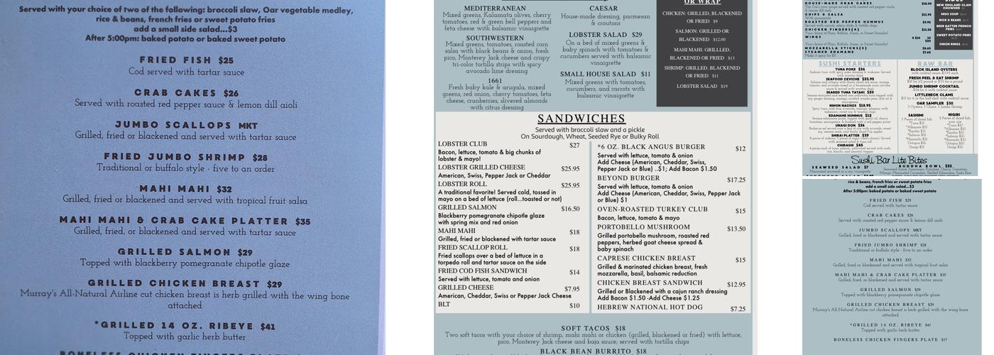 The Oar Menu