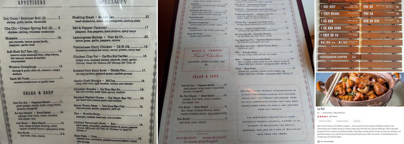 Le Fat Menu