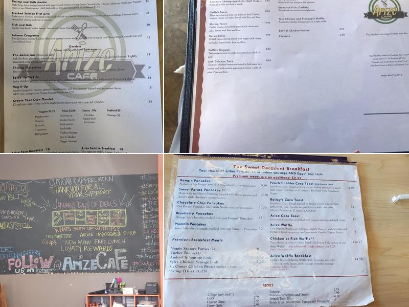 Arize Breakfast Cafe Menu