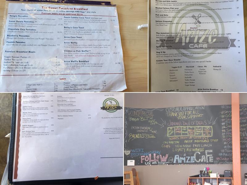 Arize Breakfast Cafe Menu