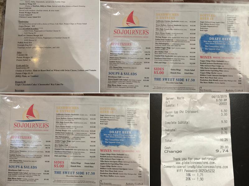 Sojourner's Menu