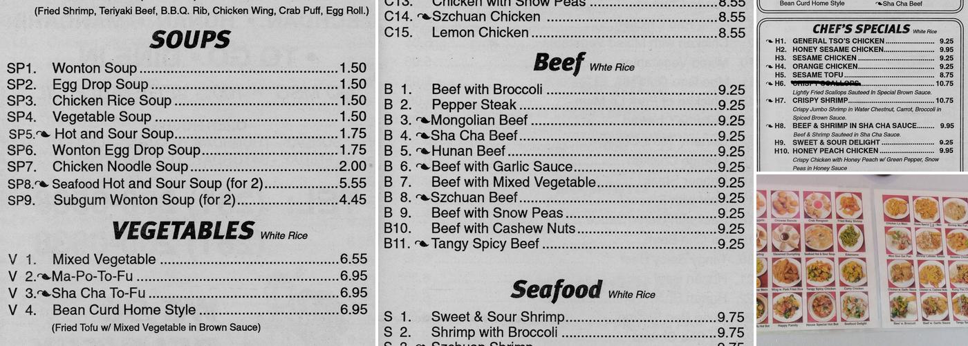 Chun's Cafe Menu