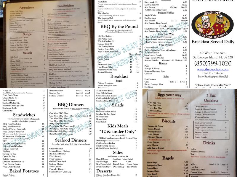 Beach Pit Menu