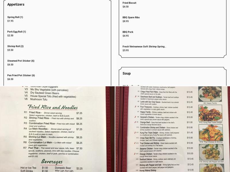 T Jin China Diner Menu